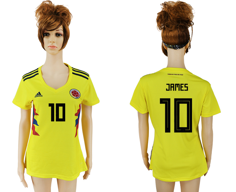 Maillot de femmes par cher Columbia #10  JAMES YELLOW 2018 FIFA